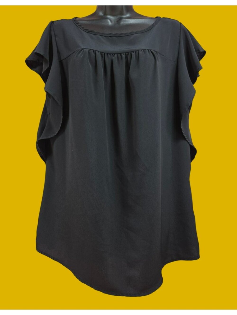 Ces Femme Black Ruffle Sleeve Top Large